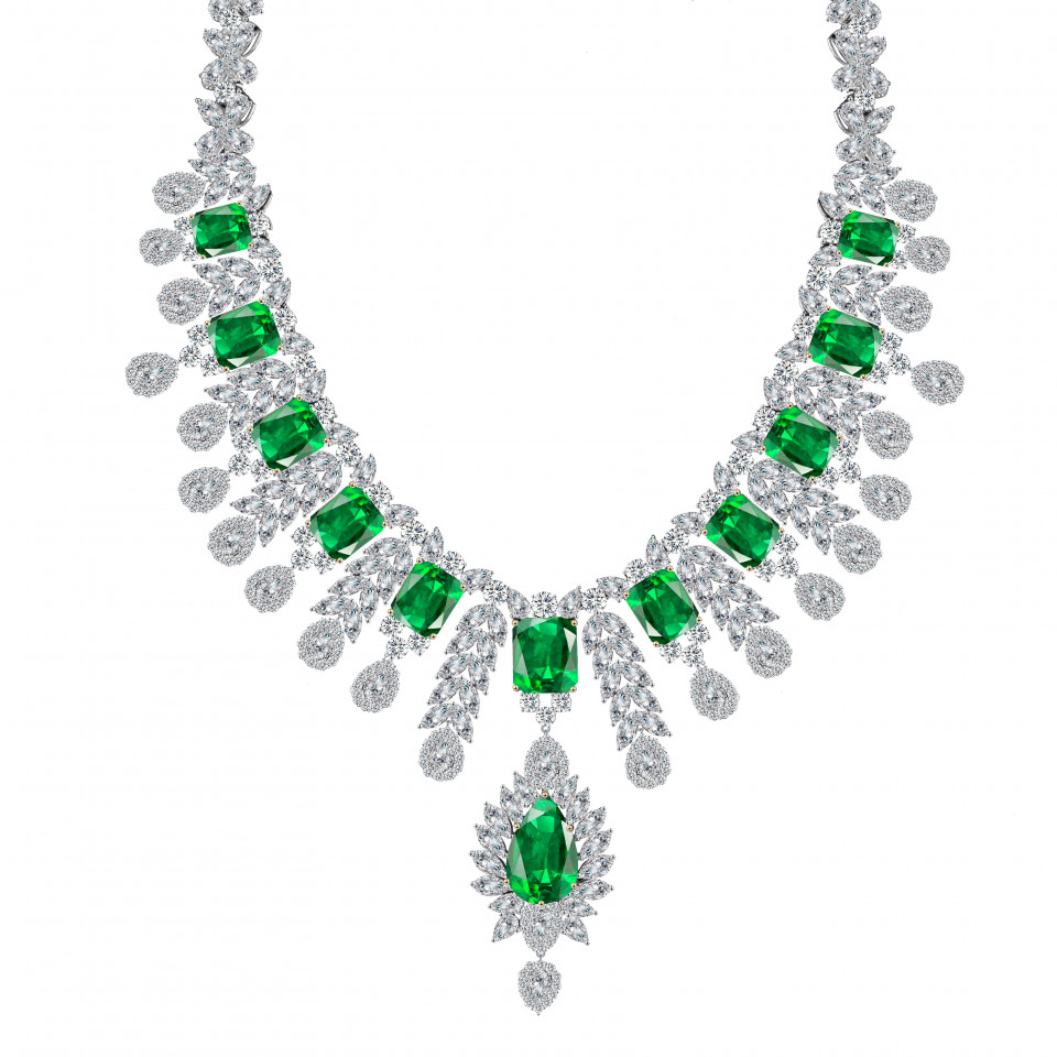 62.612ct Big Emerald Gemstone Pendant  for Women Classic Square Shape Necklace